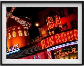 Moulin Rouge in PARIS. Travel photography, printable wall art, instant digital download.
