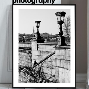 Budapest Chain Bridge Print: Black and White Travel Photography (Digital Download)