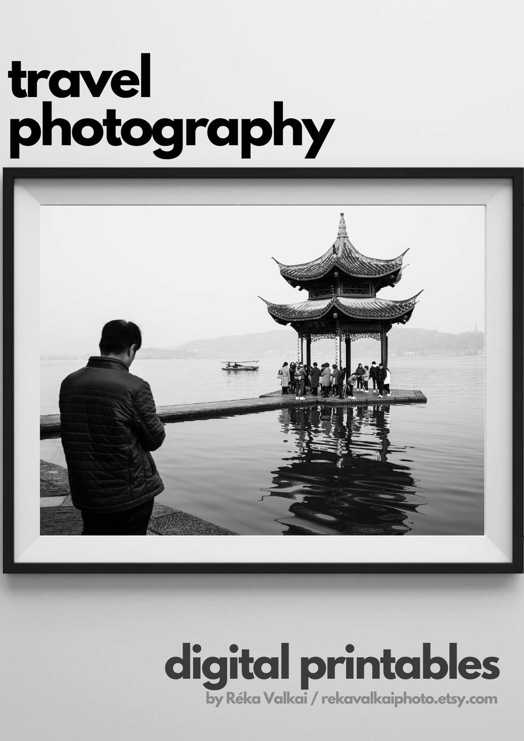 HANGZHOU Jixian Pavilion. West Lake. Black and White Travel Photography ...