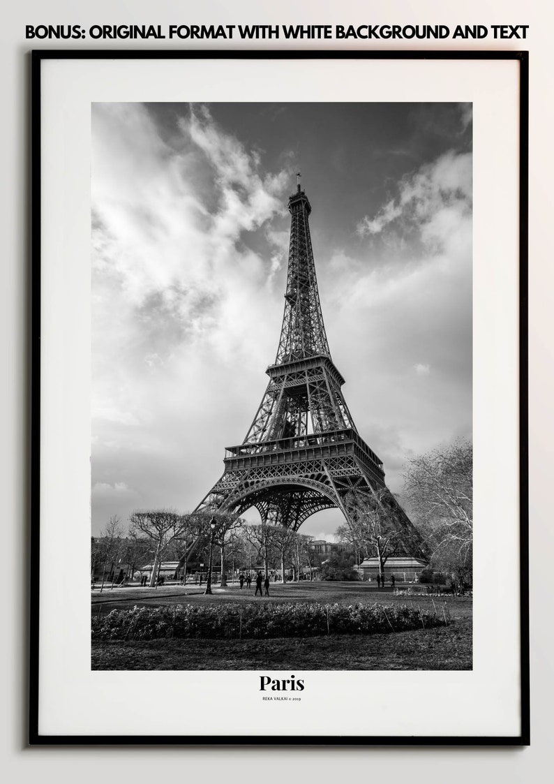 Eiffel Tower. PARIS. Black and white travel photography. Printable wall art, instant digital download. zdjęcie 6