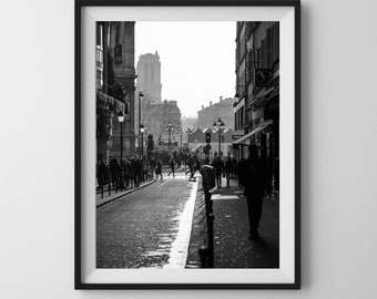 PARIS Black and white street photography. Printable wall art, instant digital download.