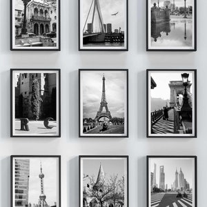 Eiffel Tower. PARIS. Black and white travel photography. Printable wall art, instant digital download. zdjęcie 9