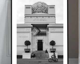 The Secessions building (Secessionsgebäude) in VIENNA. Black and white travel photography. Printable wall art, instant digital download.