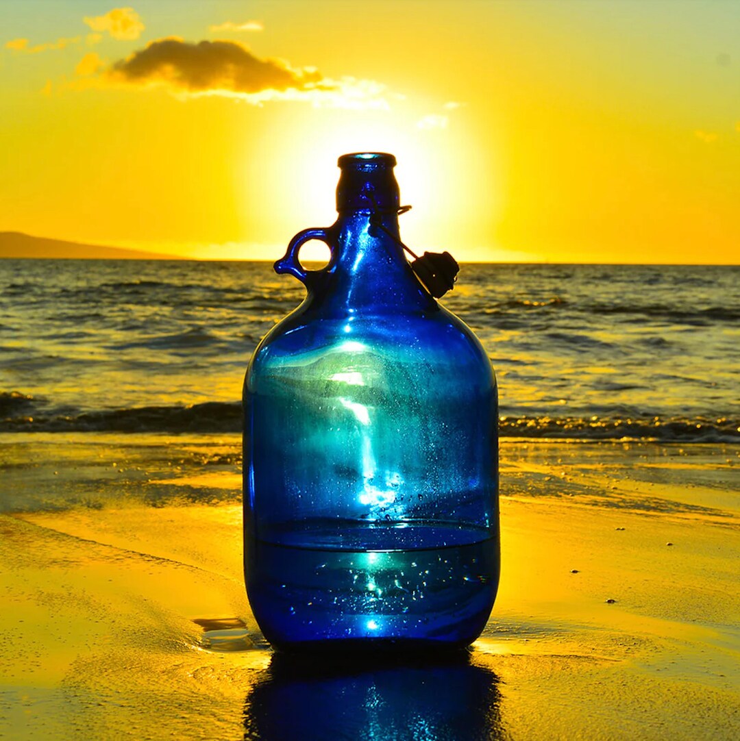 5 Liter Plain Blue Glass Water Bottle Etsy