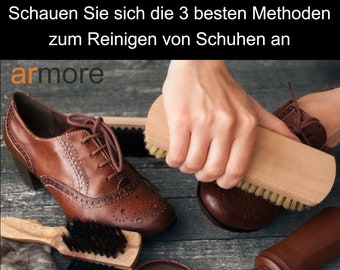 Entdecken Sie 3 Möglichkeiten, alle Ihre Schuhe zu reinigen, einige Kuriositäten, Materialien, Methoden und Warnungen. Digitaler Download