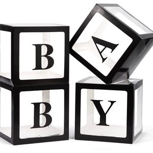 Transparent Balloon Boxes, Baby Boxes for Baby Shower, Clear Baby Shower Decorations Block Boxes, Backdrop for Baby Shower, Bridal shower