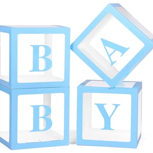 Scatole per palloncini trasparenti, Scatole per baby shower, Scatole trasparenti per decorazioni per baby shower, Sfondo per baby shower, Blue Baby Box