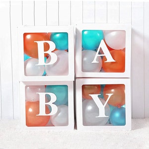 Scatole per palloncini trasparenti, Scatole per baby shower, Scatole trasparenti per decorazioni per baby shower, Sfondo per baby shower, Addio al nubilato