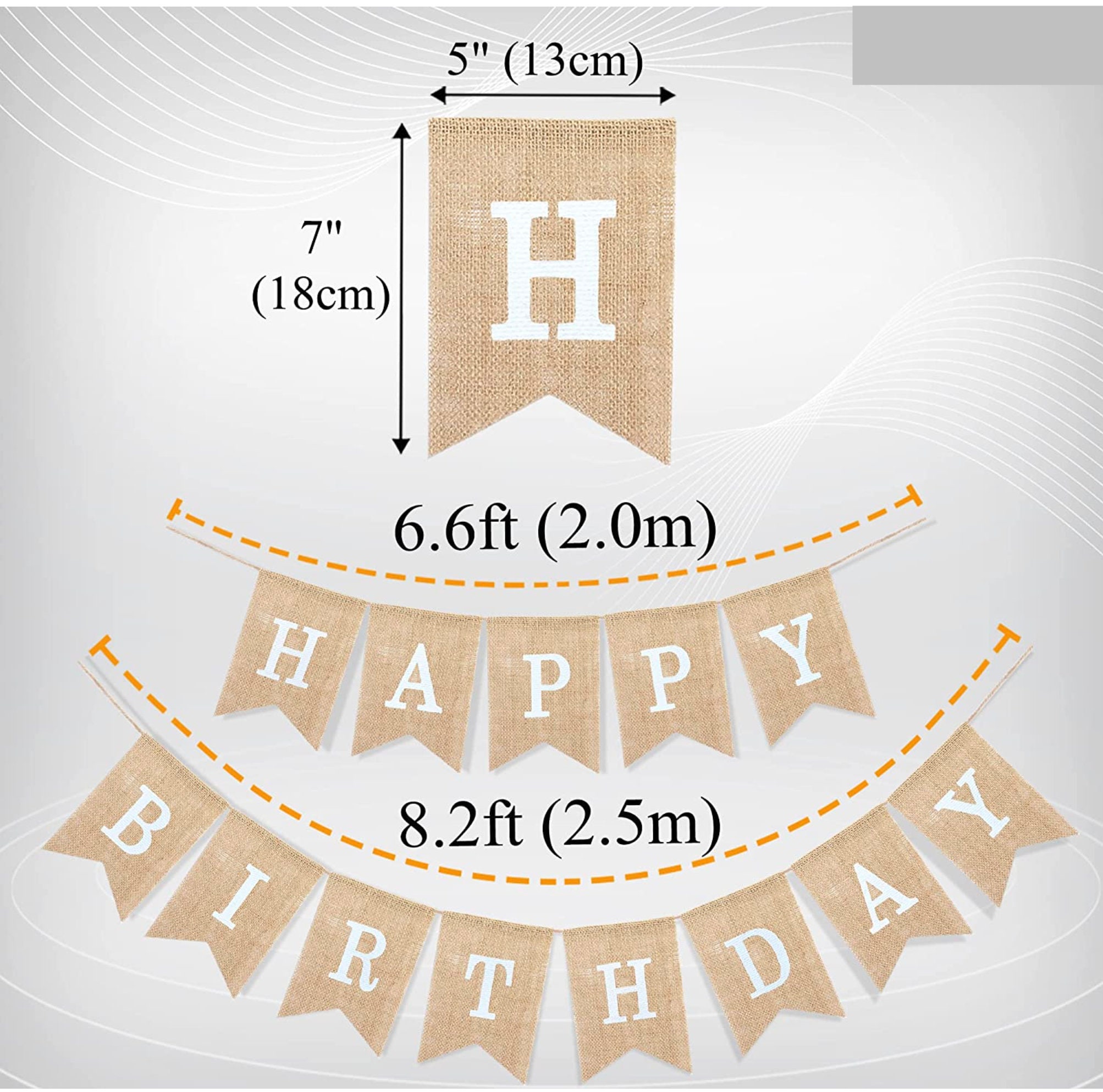 Happy Birthday Jute-Banner – Weißes Alphabet, Für Geburtstagsdeko