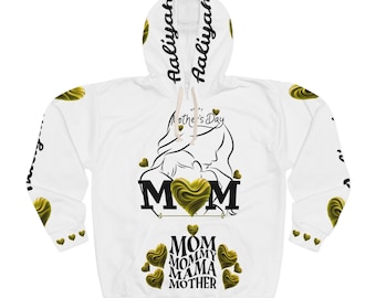 Sudadera con capucha personalizada para el Día de la Madre con corazón - Sudadera amarilla con corazón