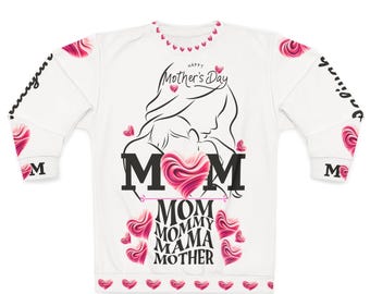 Mothers Day  Heart Mom Sweatshirt - Personalized Pink Tribute