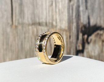 Wide Gold Band with Diamonds