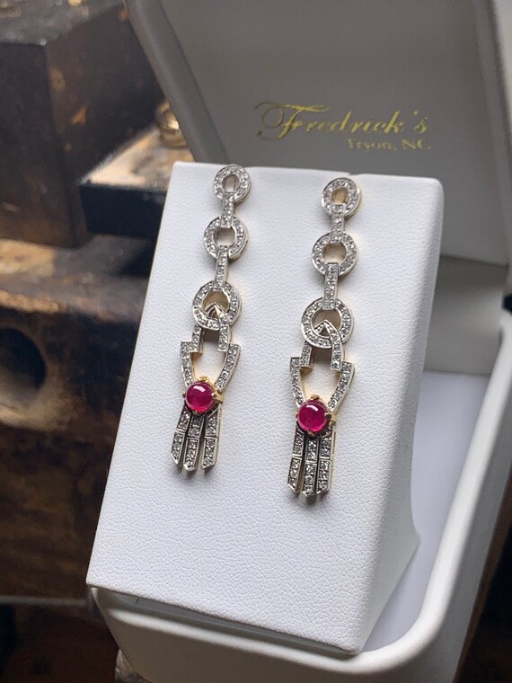 18k Cabochon & Diamond Earrings