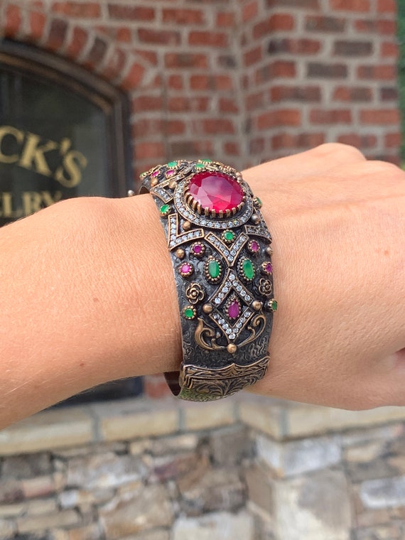 Indian Ruby Cuff Bracelet - image 5