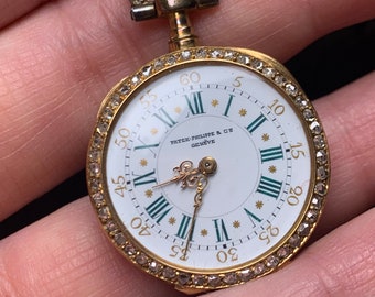 Vintage Enamel Pendant Pocket Watch
