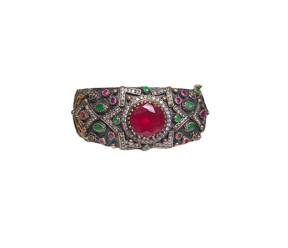 Indian Ruby Cuff Bracelet - image 2