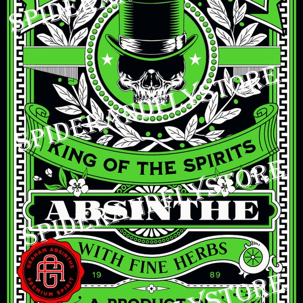 Baron Samedi Absinthe Digital Download 4 x 6 inches 300 DPI PNG and JPG Sublimation Illustration