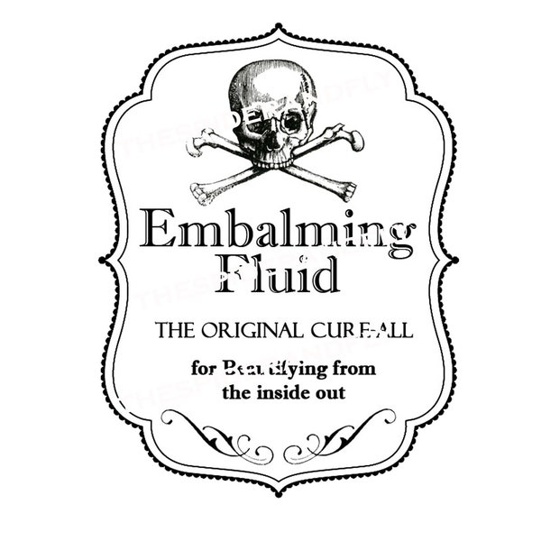 Embalming Fluid Apothecary Label 4 x 6 inches Digital Download for Sublimation PNG JPG Files