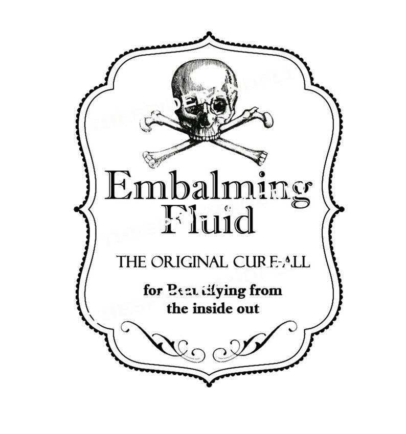 Embalming Fluid Apothecary Label 4 X 6 Inches Digital Download for