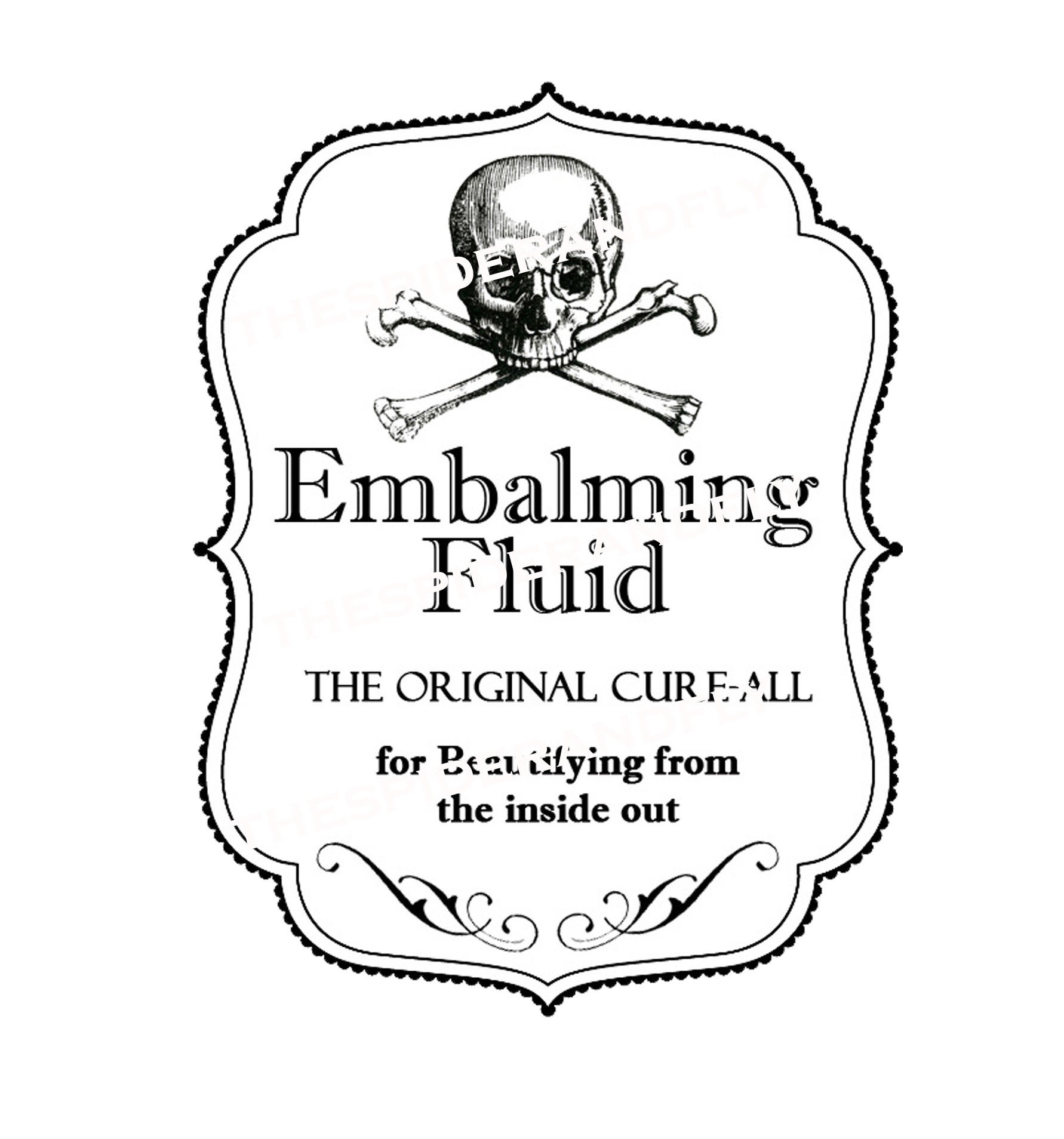 Embalming Fluid Apothecary Label 4 X 6 Inches Digital Download for