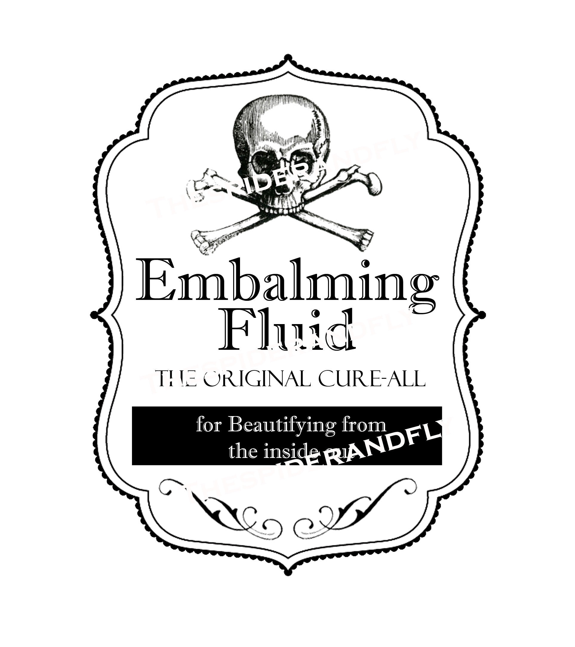 Embalming Fluid Apothecary Label 4 X 6 Inches Digital Download for