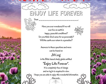 Kids Color In Letter . Campaign . JW Letter  . Floral . Kids Letter Writing . JW Invitation . Digital Download . Instant Download