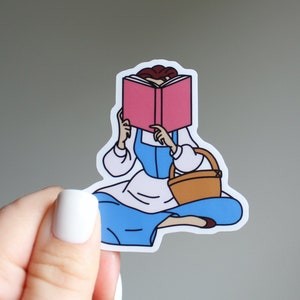 Nose Stuck in a Book Sticker - Belle sticker, Beauty and the Beast, BookTok, bookworm, Waterproof sticker, library, princess reading