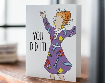 Miss Frizzle 'You Did It!' Card - Teacher Graduation Card