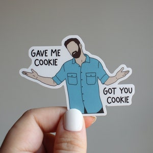 Nick Miller Sticker, New Girl sticker Waterproof Weatherproof sticker glossy hand drawn parody sticker gave me cookie got you cookie