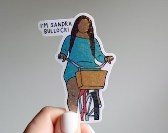 Mindy Project Sticker - I'm Sandra Bullock, Waterproof sticker, hand drawn, the mindy project, mindy bike glitter sticker