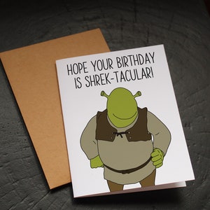 Shrektacular Birthday Card - shrek movie, shrek birthday, shrek theme, shrek card, greeting card, card for him, funny card
