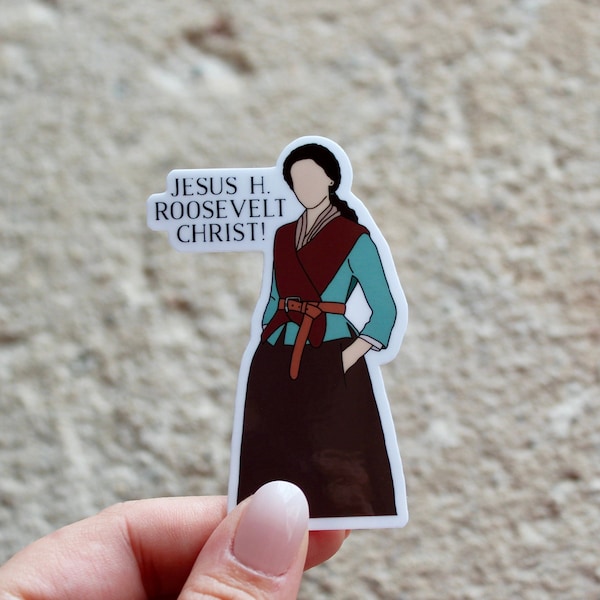 Outlander Claire Sticker, Waterproof Weatherproof sticker glossy hand drawn, outlander, jesus h roosevelt christ, funny outlander