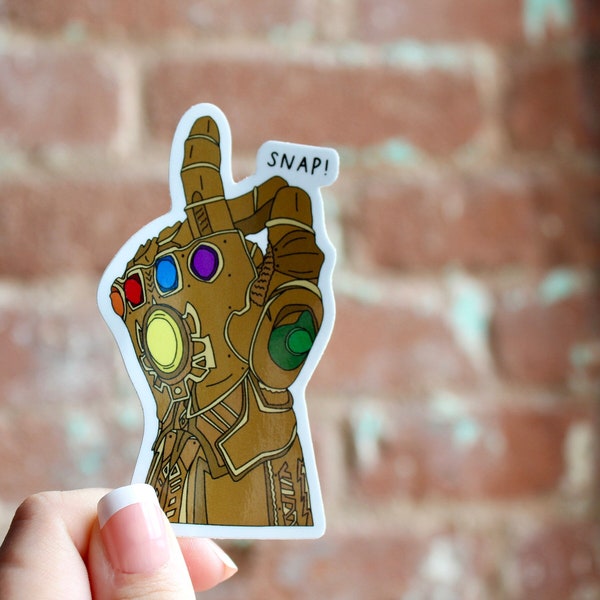 Infinity Gauntlet Sticker - Thanos sticker, marvel sticker, Waterproof Weatherproof sticker, hand drawn, end game, the blip, MCU