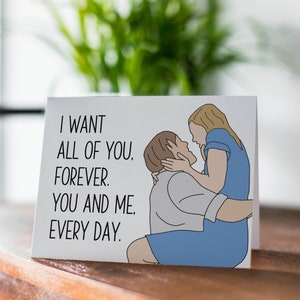 The Notebook - Rain Kiss Card, I Want All of You Forever, Anniversary Card, Wedding Card Valentine&#39;s Day Card Allie and Noah Nicholas Sparks