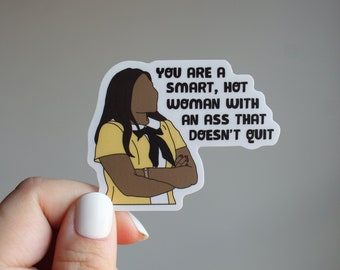 Mindy Kaling Sticker - Smart Hot Woman Ass Doesn't Quit, Waterproof sticker MATTE, hand drawn, the mindy project, fitness sticker