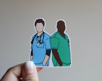 Scrubs TV Show Sticker: Turk and JD, Guy Love, Waterproof Glossy Sticker