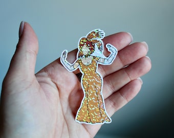 Hello Dolly Sticker - Hello Dolly Musical, Waterproof Weatherproof sticker, glitter, hand drawn, broadway sticker musical sticker dolly levi