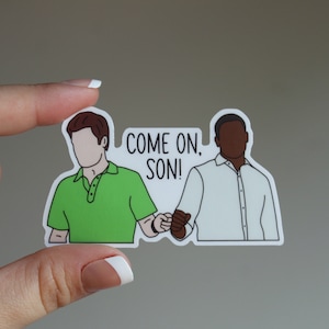 Come on, son! Psych Sticker, matte Waterproof Weatherproof sticker glossy hand drawn, shawn and gus, shawn spencer, psych tv show