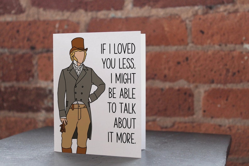 Może przedstawiać: Biała kartka z kresk&oacute;wkową ilustracją mężczyzny w cylindrze i szarym płaszczu. Tekst na kartce brzmi "IF I LOVED YOU LESS. I MIGHT BE ABLE TO TALK ABOUT IT MORE."
