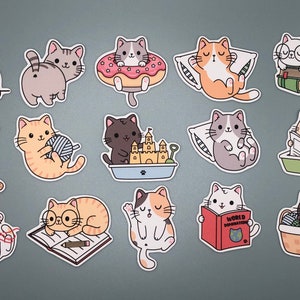 Cute Funny Cat Stickers - Set of 15 | Perfect for Planners, Bullet Journals, and Laptops | High-Quality Vinyl Stickers for Animal Lovers