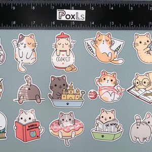 Cute Funny Cat Stickers Set of 15 Perfect for Planners, Bullet Journals, and Laptops High-Quality Vinyl Stickers for Animal Lovers Glossy Vinyl