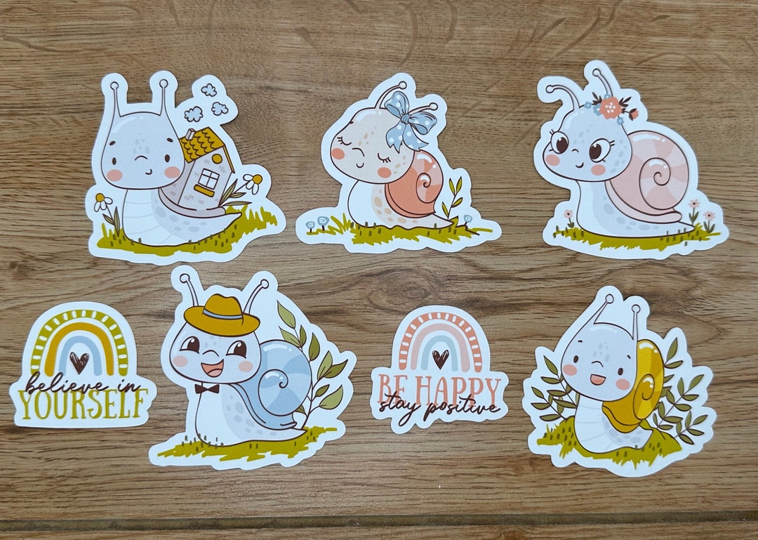 High Quality - You Choose the Material - Cute Snail Sticker Pack ...