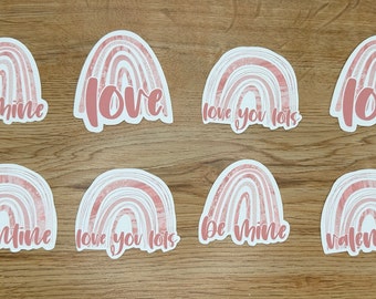 High Quality - You Choose the Material - Valentine Rainbows Sticker Pack - Water Resistance - Pack of 8 Stickers