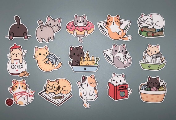 100 Autocollants Chat Mignons En Vinyle – Pour Bouteille D’eau, Ordinateur, Skate, Cadeau Enfant (motifs Variés)