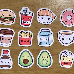 Cute Food Stickers - Set of 18 | Perfect for Planners, Bullet Journals, and Laptops | High-Quality Vinyl Stickers