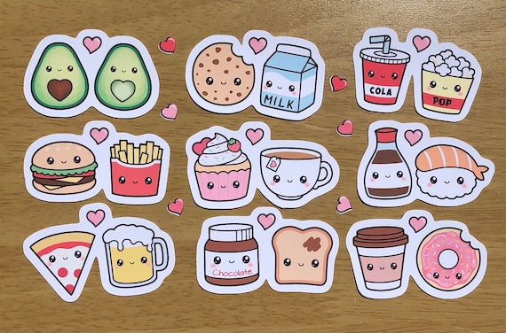 Cute Food Stickers Set of 9 Perfect for Planners, Bullet Journals, and  Laptops High-quality Vinyl Stickers 