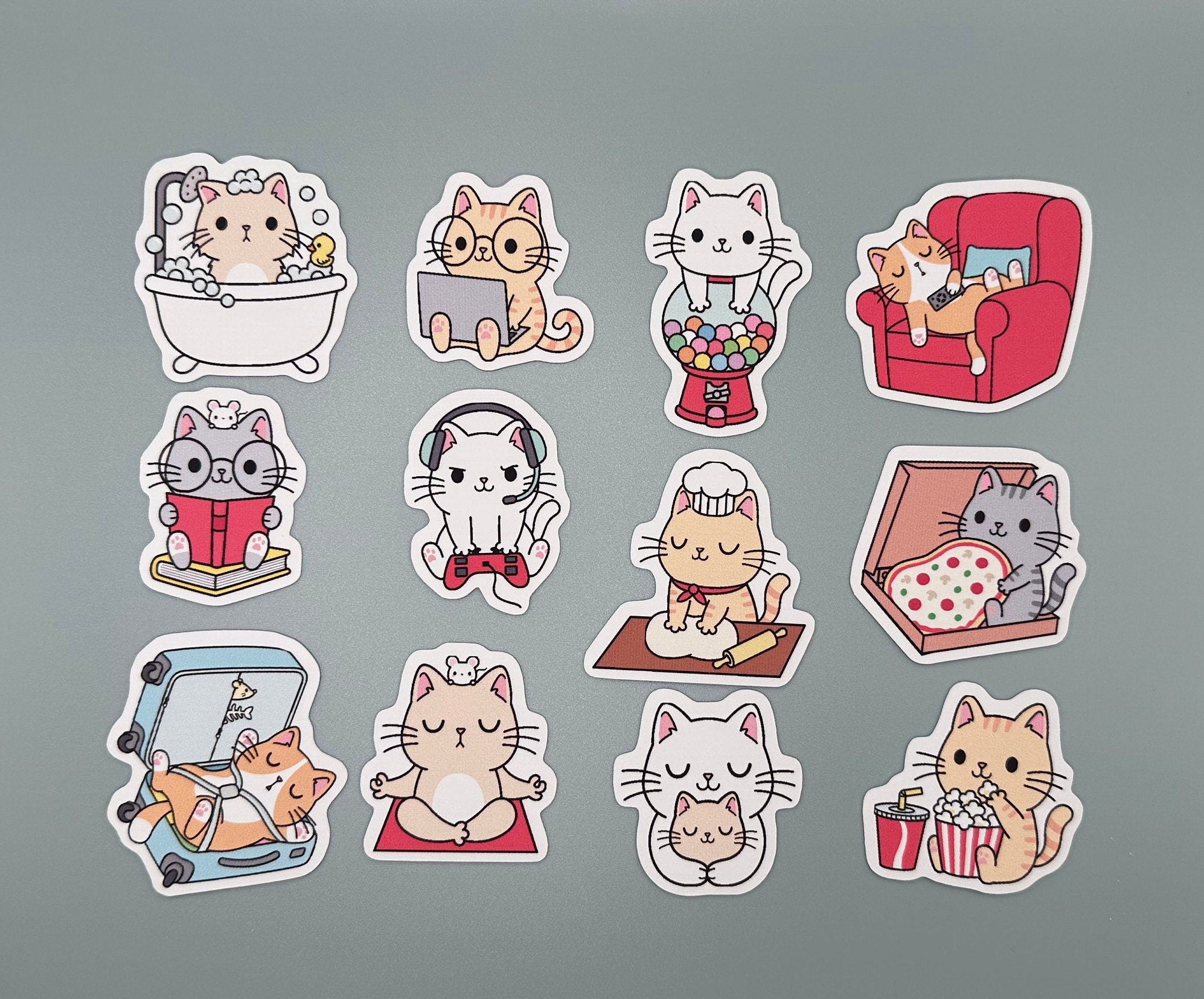 48 Sheets Kawaii Stickers Cute Transparent Sticker Small Cartoon Girls Rabbit Cat Bear Pig Dolphin Pet Animal Waterproof Mini Stickers for Scrapbookin