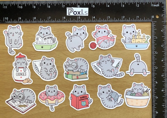 Cute Funny Cat Stickers Set of 15 Perfect for Planners, Bullet Journals,  and Laptops High-quality Vinyl Stickers for Animal Lovers 
