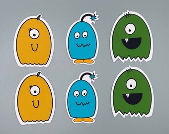 Cute Monster Stickers - Set of 6 | Perfect for Planners, Bullet Journals, and Laptops | High-Quality Vinyl Stickers