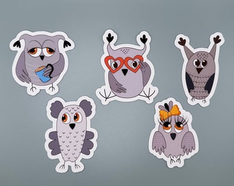 Cute Owl Stickers - Set of 5 | Perfect for Planners, Bullet Journals, and Laptops | High-Quality Vinyl Stickers for Animal Lovers